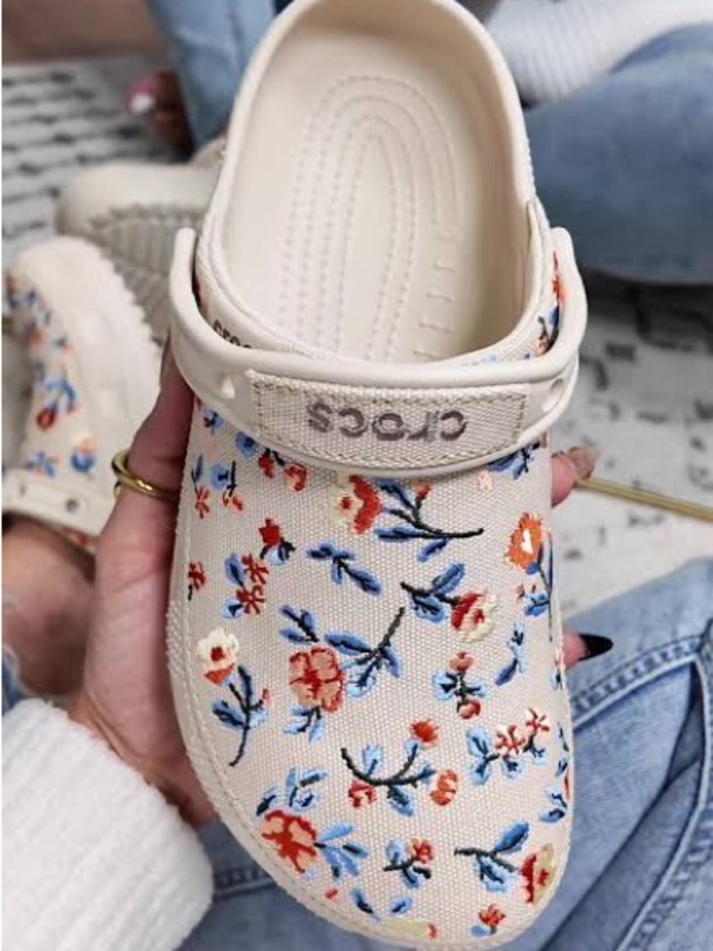 Floral Embroidered Crocs